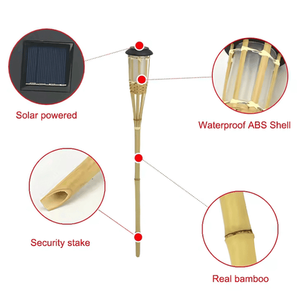 Solar Bamboo Tiki Torch Light – Flickering Amber Flame LED Pathway Lamps for Garden, Patio & Yard(Pack of 2) – Buy Garden Light Online at FUTURKART