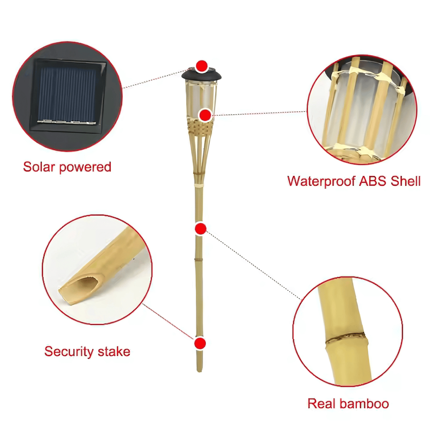 Solar Bamboo Tiki Torch Light – Flickering Amber Flame LED Pathway Lamps for Garden, Patio & Yard(Pack of 2) – Buy Garden Light Online at FUTURKART