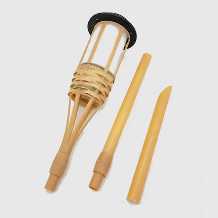 Solar bamboo tiki torch light for patio and backyard.