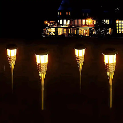 Solar bamboo torch light for garden outdoor decoration.