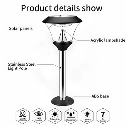 Solar Bollard Garden Light, Elegant Outdoor Pathway Lamp, IP65 Waterproof Landscape Lighting (White Light) – Buy Garden Light Online at FUTURKART