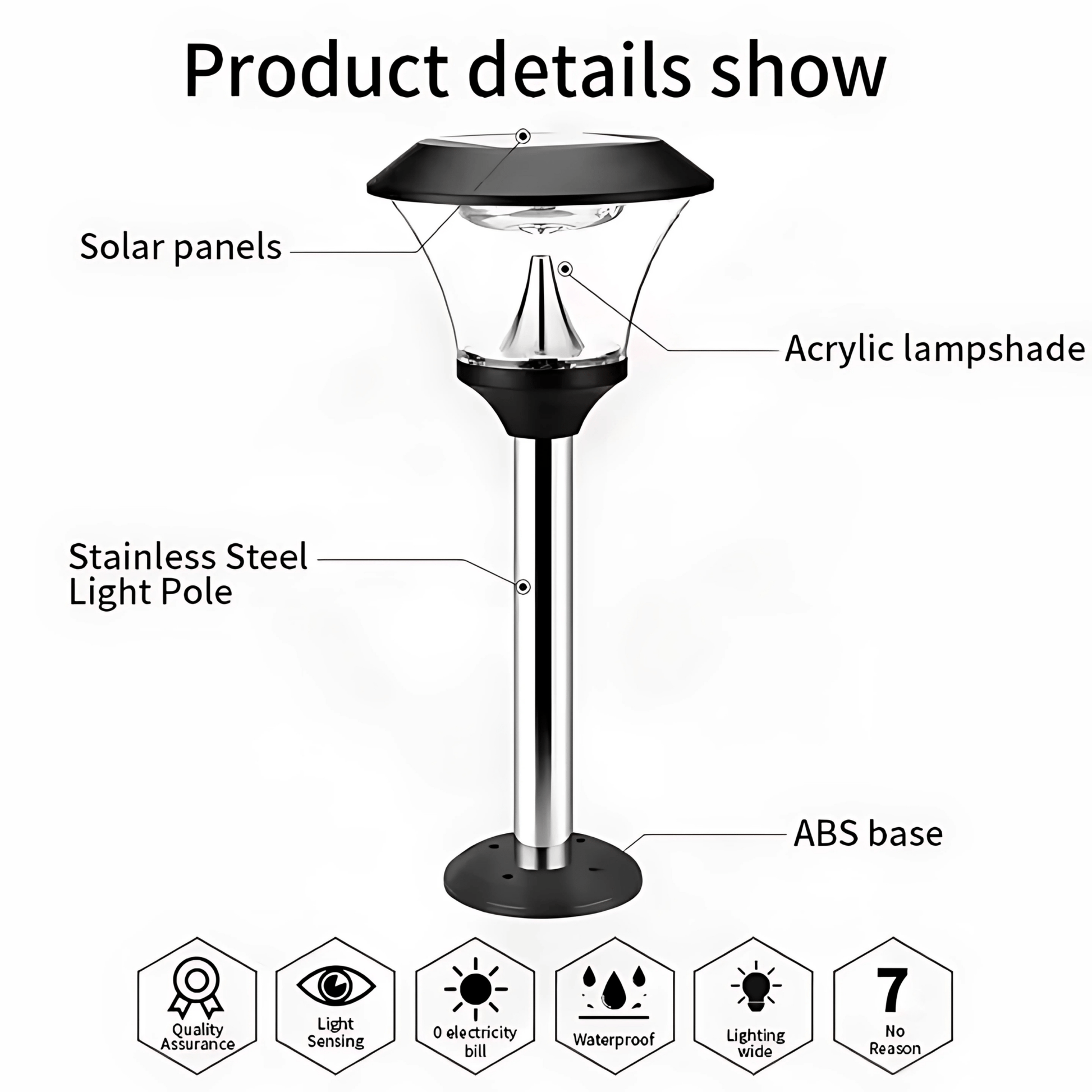 Solar Bollard Garden Light, Elegant Outdoor Pathway Lamp, IP65 Waterproof Landscape Lighting (White Light) – Buy Garden Light Online at FUTURKART