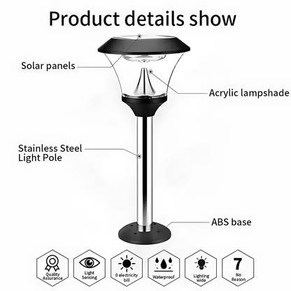 Solar Bollard Garden Light, Elegant Outdoor Pathway Lamp, IP65 Waterproof Landscape Lighting (White Light) – Buy Garden Light Online at FUTURKART