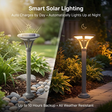 Solar Bollard Pathway Light – White & Warm White Outdoor Lamp for Garden – Buy Garden Light Online at FUTURKART