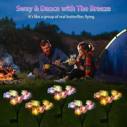 Solar butterfly garden lights for outdoor decoration.