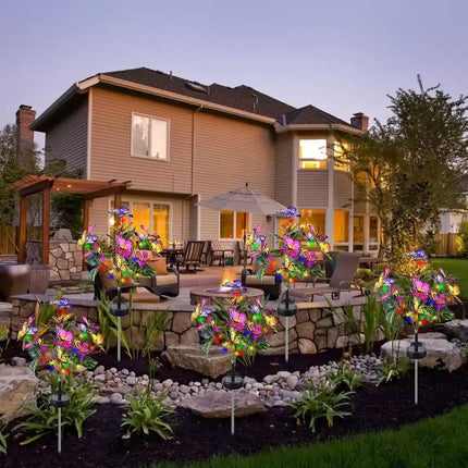 Solar butterfly lights for garden and landscape decoration.