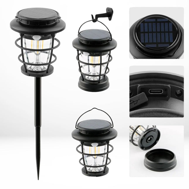 Solar Camping Lantern Garden Light, 3 - in - 1 Hanging, Wall & Spike Mount Outdoor Decorative Lamp – Buy Garden Light Online at FUTURKART