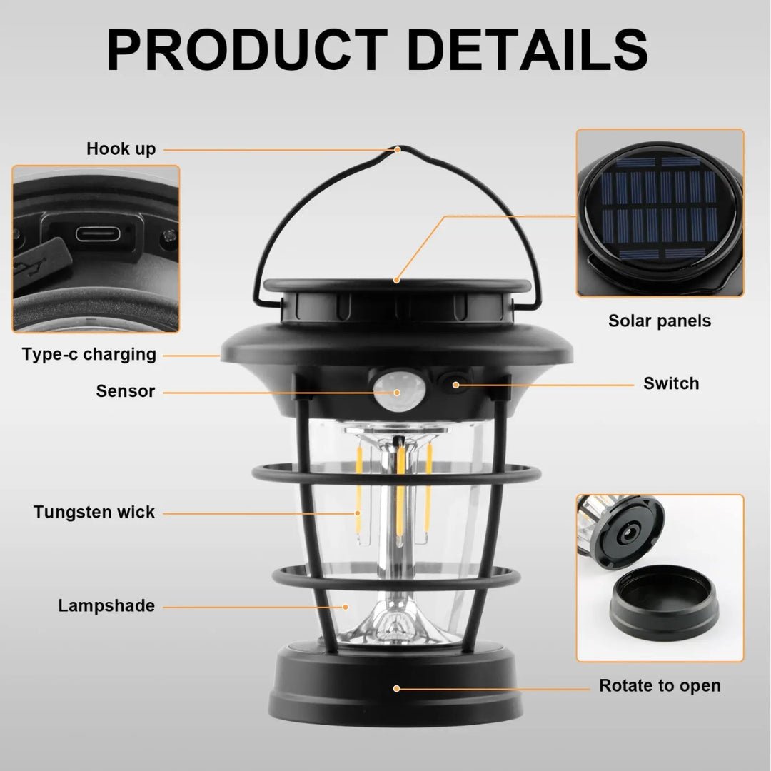 Solar Camping Lantern Garden Light, 3 - in - 1 Hanging, Wall & Spike Mount Outdoor Decorative Lamp – Buy Garden Light Online at FUTURKART