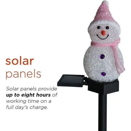 Solar Christmas pathway snowman lamp for garden and patio.