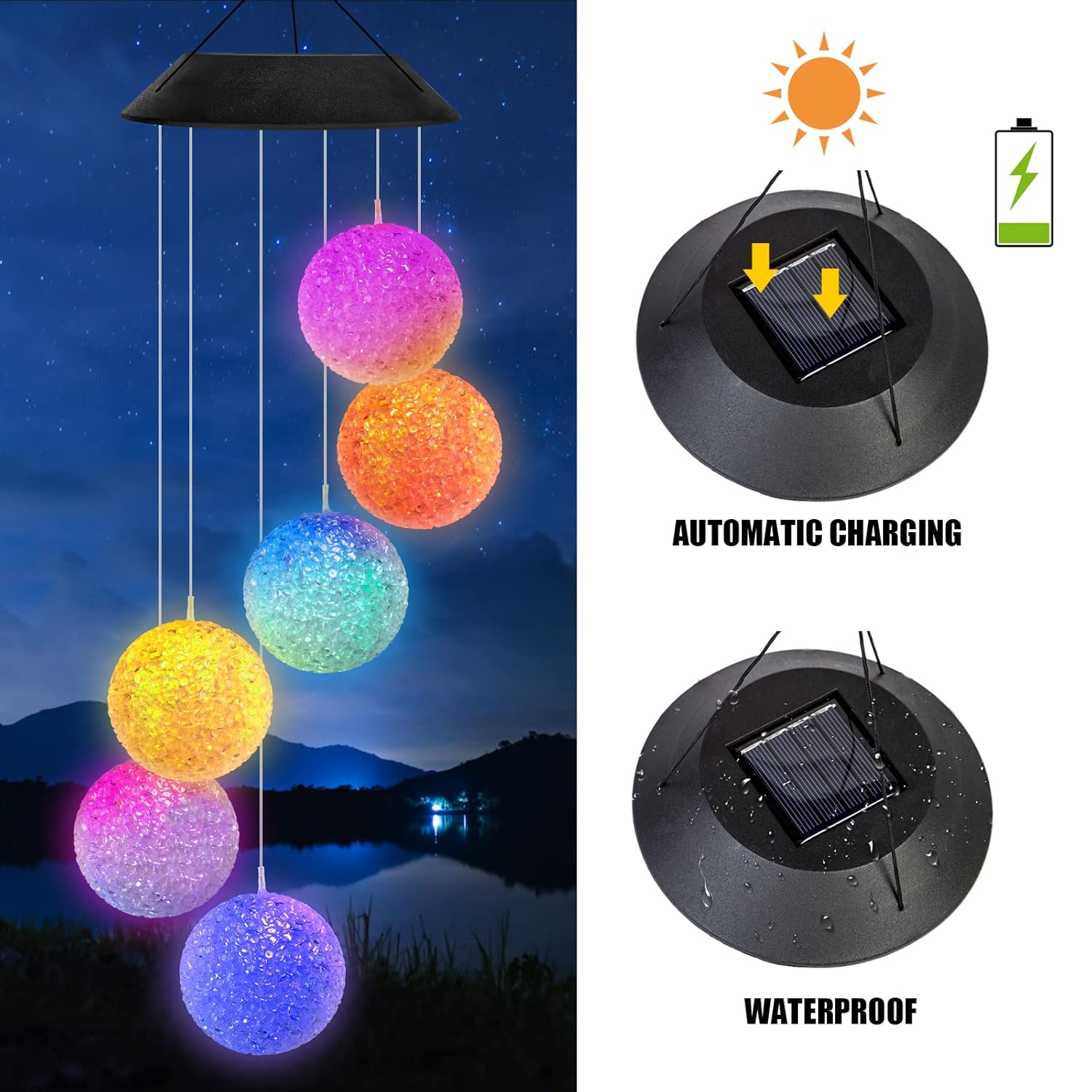 Solar Crystal Ball Wind Chime – Spiral Spinner Hanging Light with Color - Changing LEDs – Buy Garden Light Online at FUTURKART
