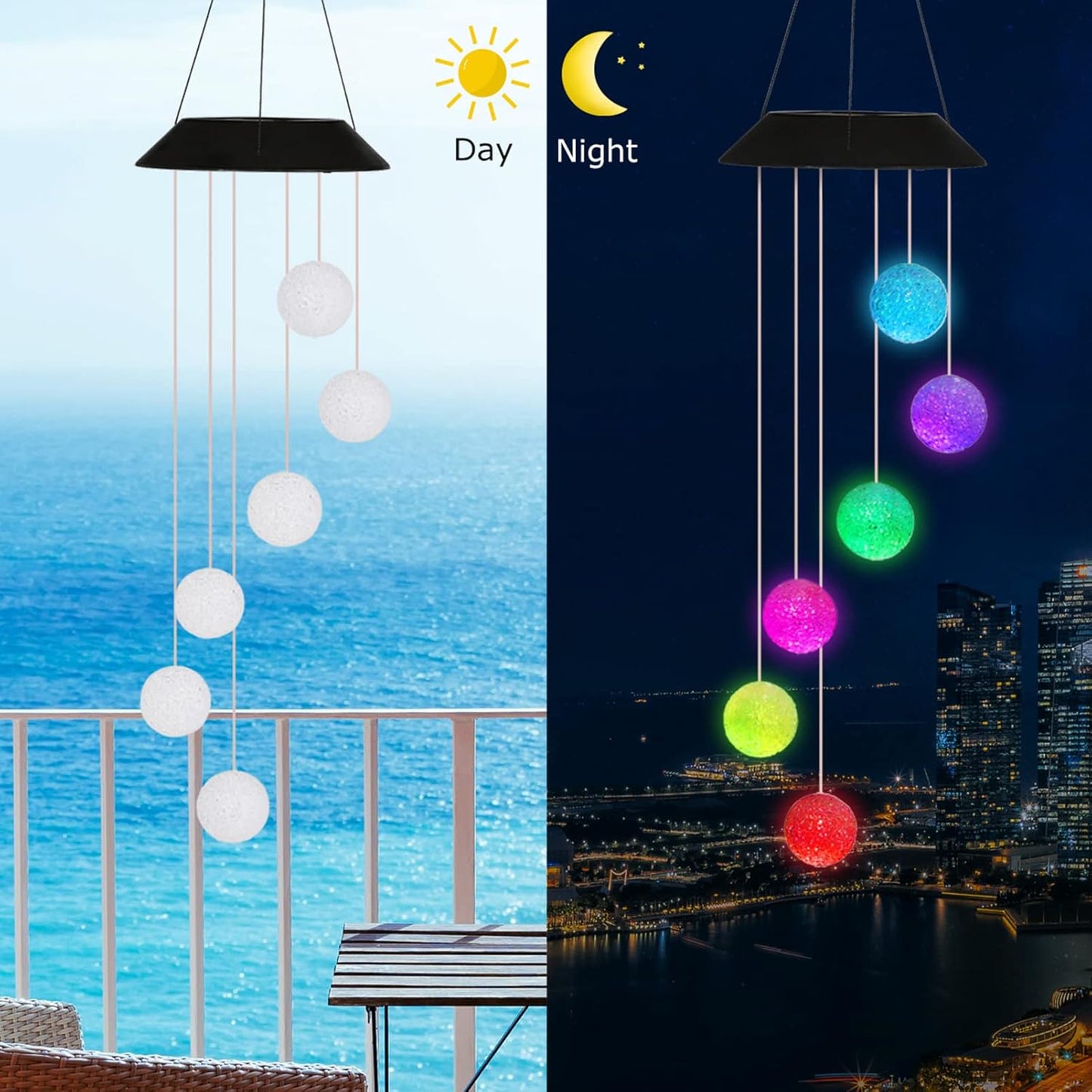 Solar Crystal Ball Wind Chime – Spiral Spinner Hanging Light with Color - Changing LEDs – Buy Garden Light Online at FUTURKART