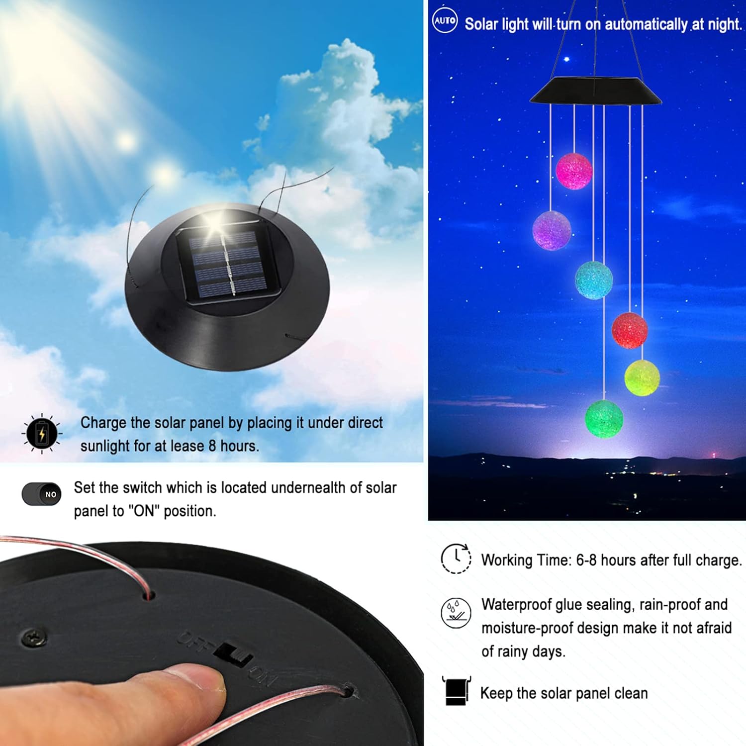 Solar Crystal Ball Wind Chime – Spiral Spinner Hanging Light with Color - Changing LEDs – Buy Garden Light Online at FUTURKART