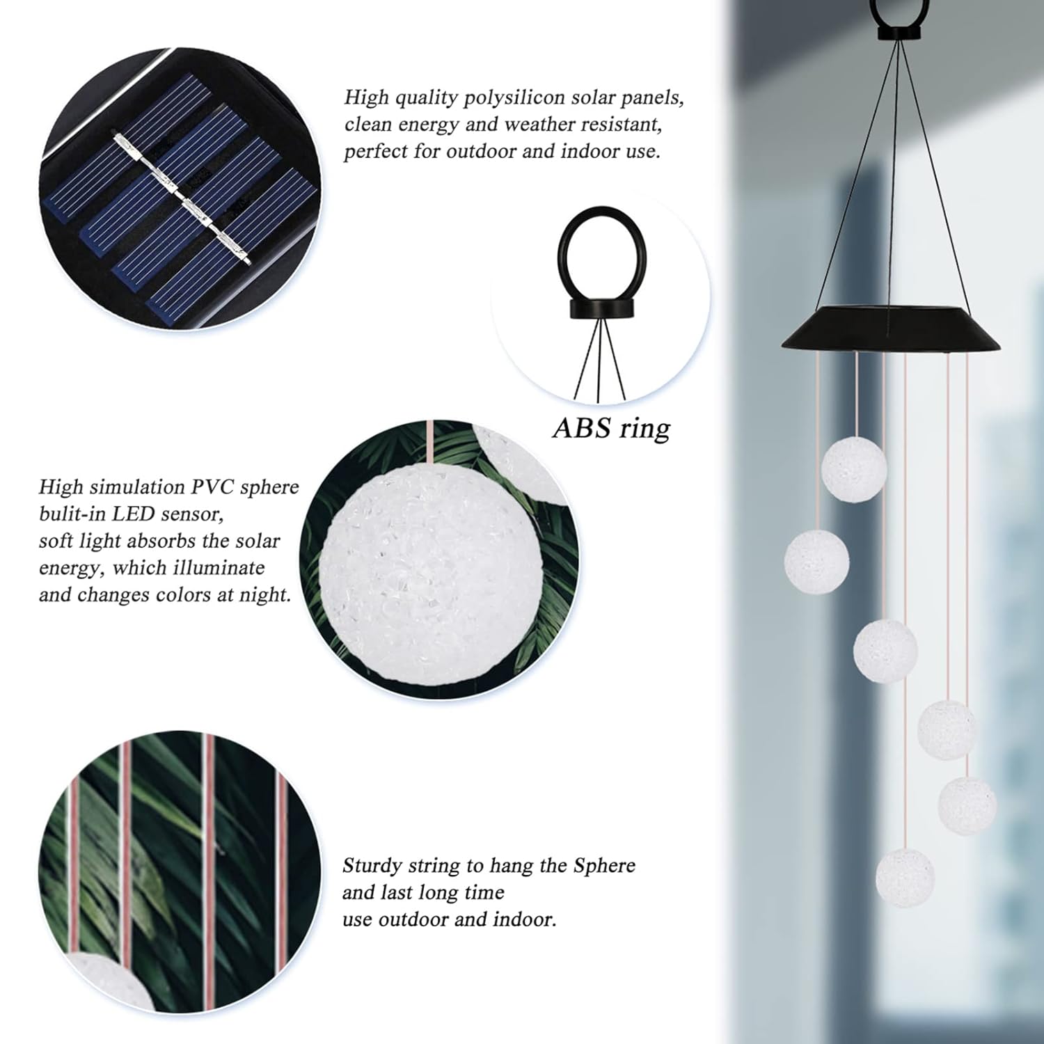 Solar Crystal Ball Wind Chime – Spiral Spinner Hanging Light with Color - Changing LEDs – Buy Garden Light Online at FUTURKART