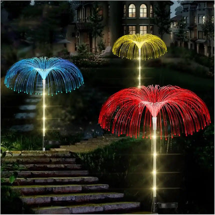 Solar Fiber Optic Jellyfish Light RGB decorative solar garden lamp for outdoor landscaping.