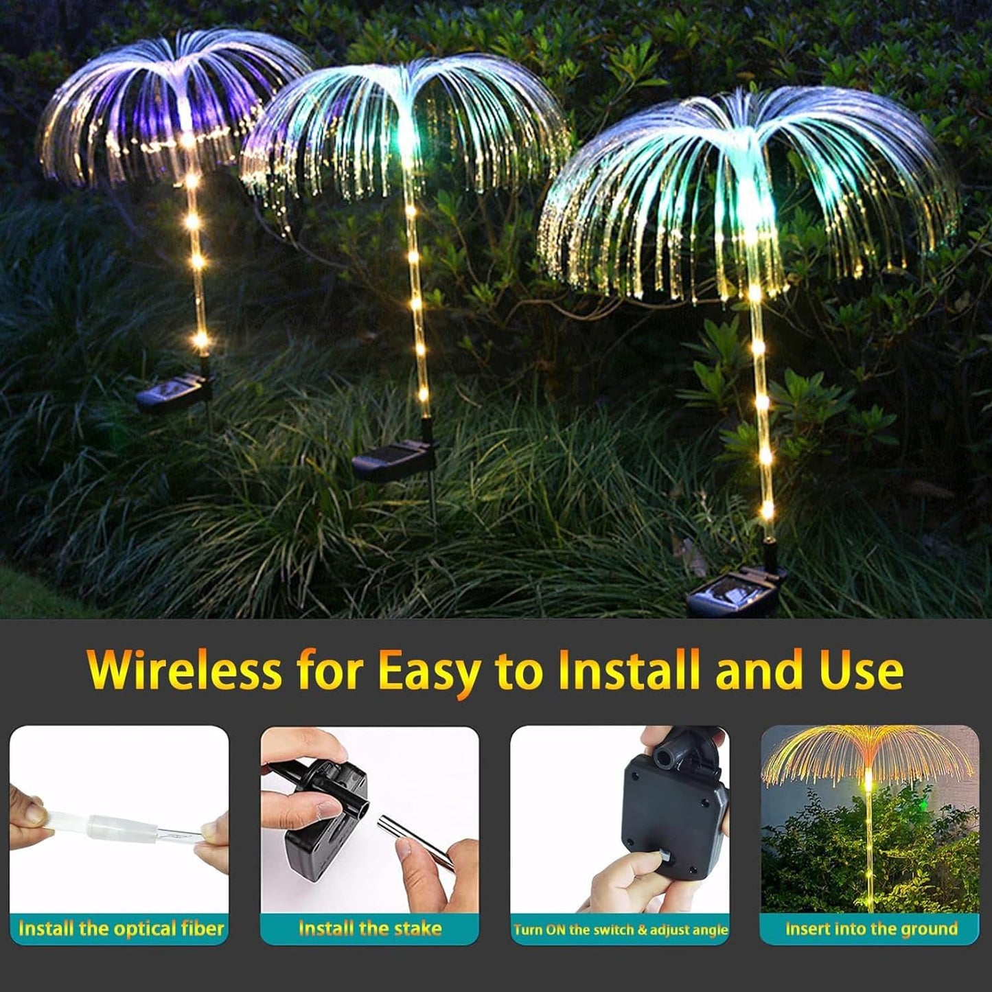 Solar Fiber Optic Jellyfish Light RGB – Unique Decorative Solar Pathway Lamp(Pack of 2) – Buy Garden Light Online at FUTURKART