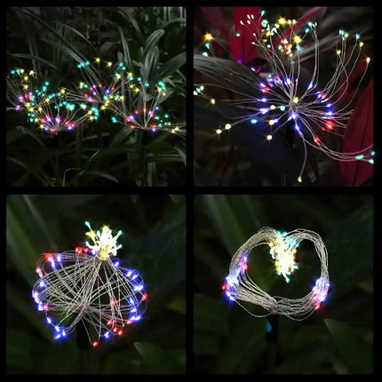 Solar fireworks light for garden pathway and lawn.