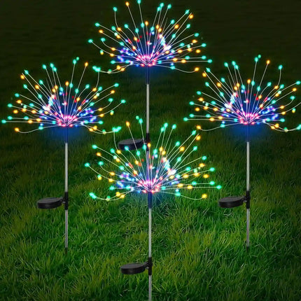 Solar fireworks light for outdoor garden decoration.