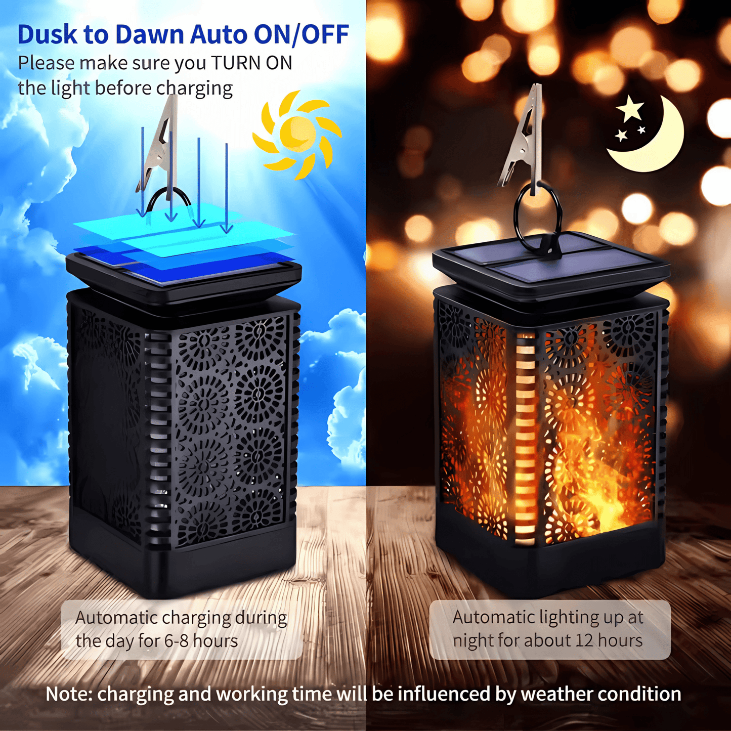 Solar Flame Lantern – Flickering Flame LED Waterproof Solar Light – Buy Garden Light Online at FUTURKART