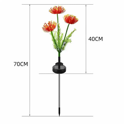 Solar flower lights for garden pathway decoration.