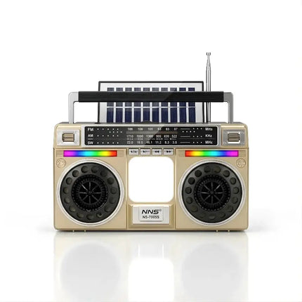 Portable solar FM radio for outdoor use.