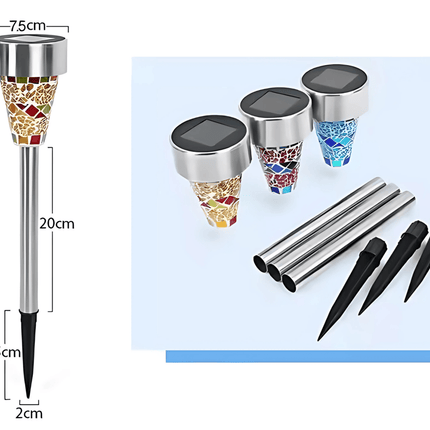 Solar Garden Landscape Decorative Lawn Lamp – Outdoor Waterproof Glass Path Light for Patios & Walkways (Pack of 3) – Buy Garden Light Online at FUTURKART