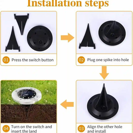 Solar ground light for garden pathway lawn and outdoor landscaping.