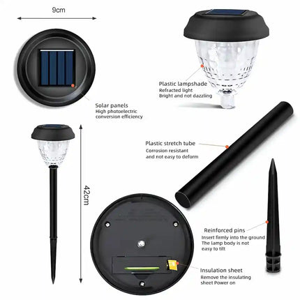 Solar ground stake garden light for pathways and lawns.