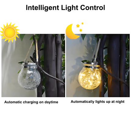 Solar Hanging Wishing Bottle Large Light – Elegant Crackle Glass LED Lantern for Outdoor Decor – Buy Garden Light Online at FUTURKART