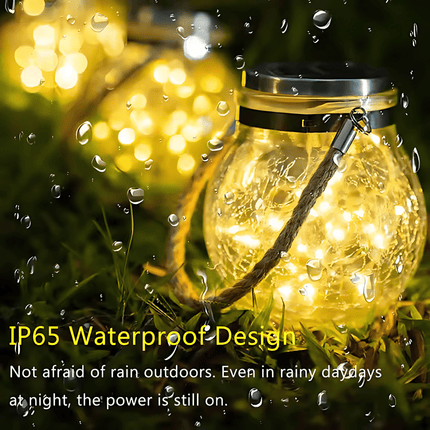 Solar Hanging Wishing Bottle Large Light – Elegant Crackle Glass LED Lantern for Outdoor Decor – Buy Garden Light Online at FUTURKART