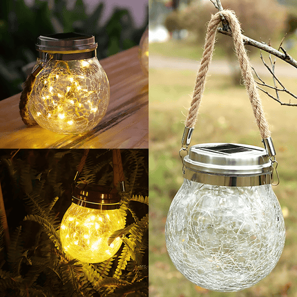 Solar Hanging Wishing Bottle Large Light – Elegant Crackle Glass LED Lantern for Outdoor Decor – Buy Garden Light Online at FUTURKART
