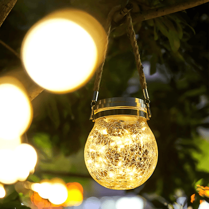 Solar Hanging Wishing Bottle Large Light – Elegant Crackle Glass LED Lantern for Outdoor Decor – Buy Garden Light Online at FUTURKART