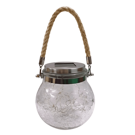 Solar Hanging Wishing Bottle Large Light – Elegant Crackle Glass LED Lantern for Outdoor Decor – Buy Garden Light Online at FUTURKART