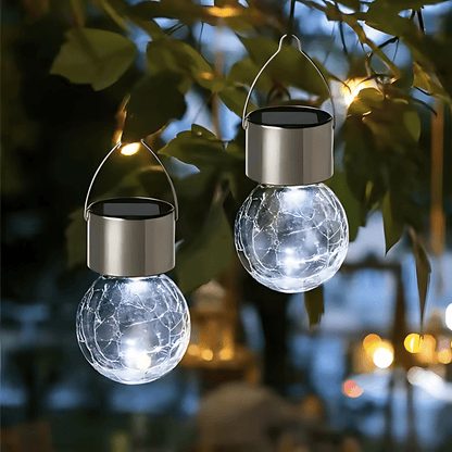 Solar Hanging Wishing Bottle Small Light – Elegant Crackle Glass LED Lantern for Outdoor Decor(Pack of 1) – Buy Garden Light Online at FUTURKART