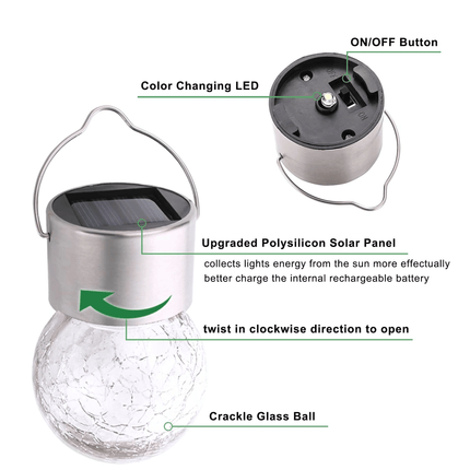 Solar Hanging Wishing Bottle Small Light – Elegant Crackle Glass LED Lantern for Outdoor Decor(Pack of 1) – Buy Garden Light Online at FUTURKART