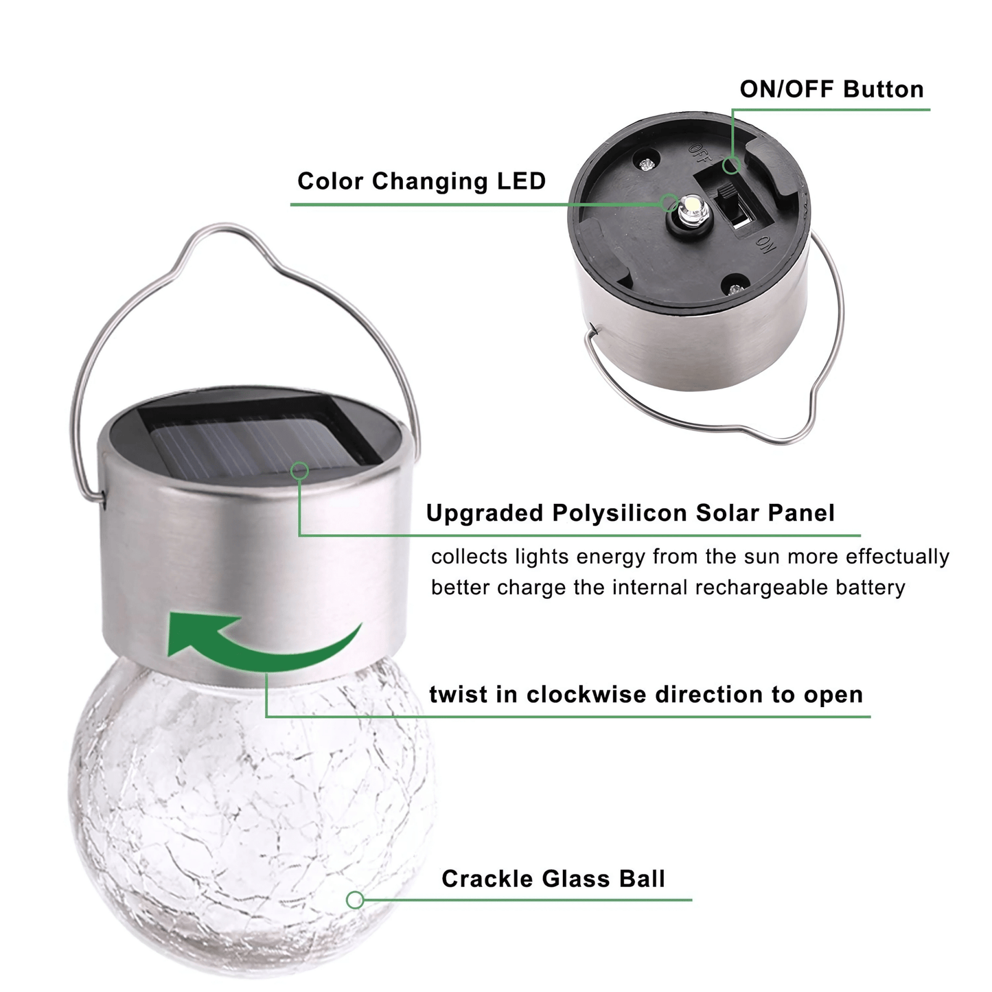 Solar Hanging Wishing Bottle Small Light – Elegant Crackle Glass LED Lantern for Outdoor Decor(Pack of 1) – Buy Garden Light Online at FUTURKART