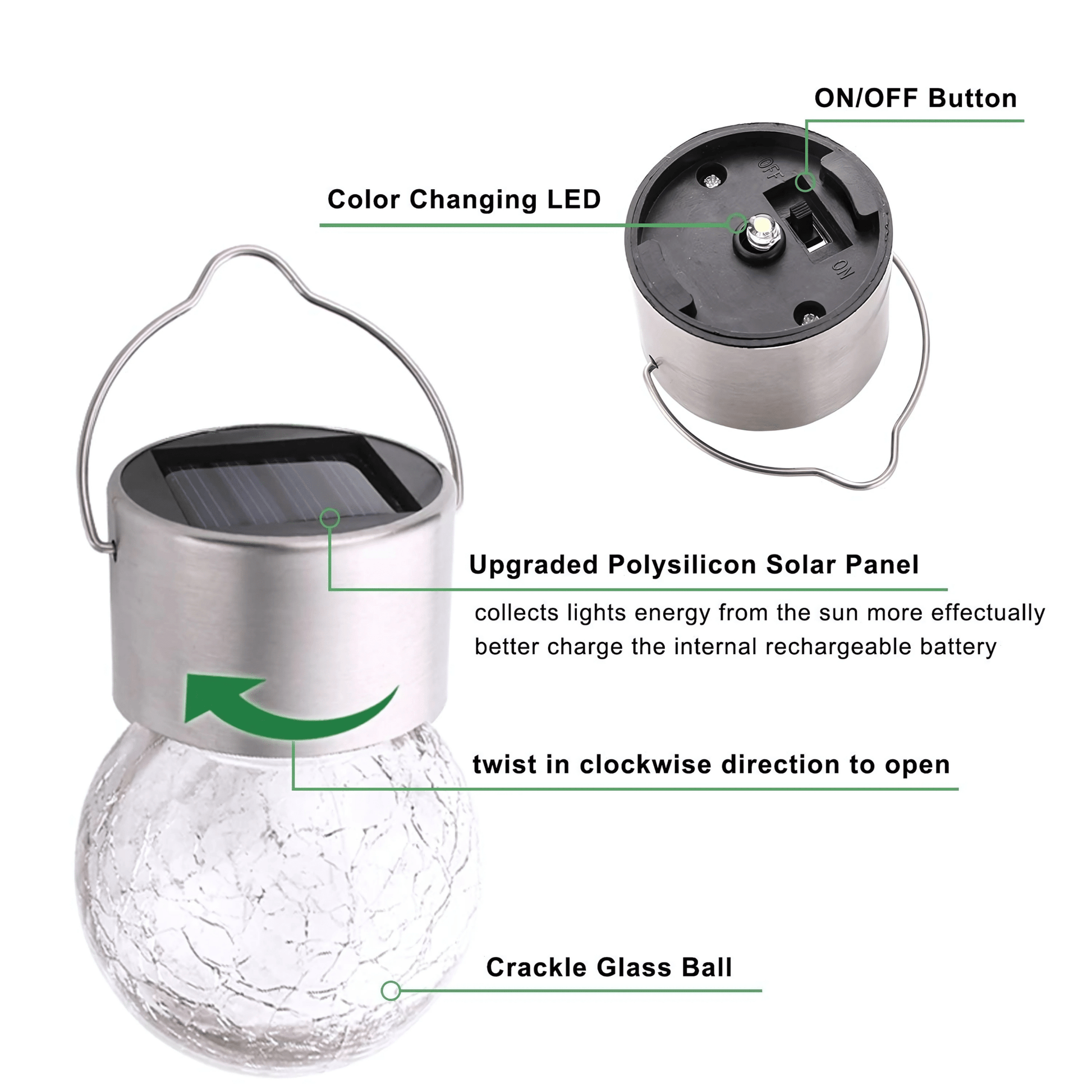 Solar Hanging Wishing Bottle Small Light – Elegant Crackle Glass LED Lantern for Outdoor Decor(Pack of 1) – Buy Garden Light Online at FUTURKART