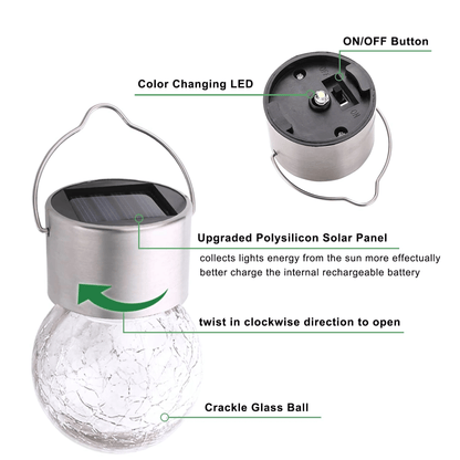 Solar Hanging Wishing Bottle Small Light – Elegant Crackle Glass LED Lantern for Outdoor Decor(Pack of 1) – Buy Garden Light Online at FUTURKART