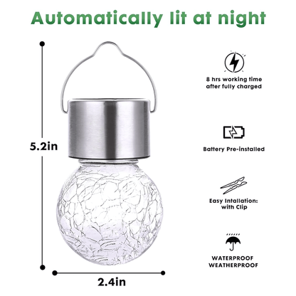 Solar Hanging Wishing Bottle Small Light – Elegant Crackle Glass LED Lantern for Outdoor Decor(Pack of 1) – Buy Garden Light Online at FUTURKART