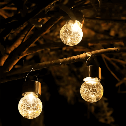 Solar Hanging Wishing Bottle Small Light – Elegant Crackle Glass LED Lantern for Outdoor Decor(Pack of 1) – Buy Garden Light Online at FUTURKART