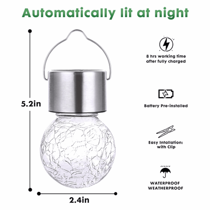 Solar Hanging Wishing Bottle Small Light – Elegant Crackle Glass LED Lantern for Outdoor Decor(Pack of 1) – Buy Garden Light Online at FUTURKART