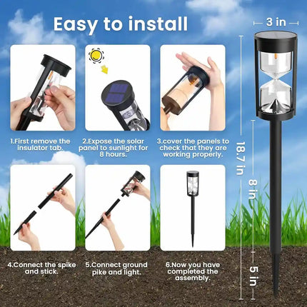 Installing a FuturKart solar hourglass path light in a garden pathway.