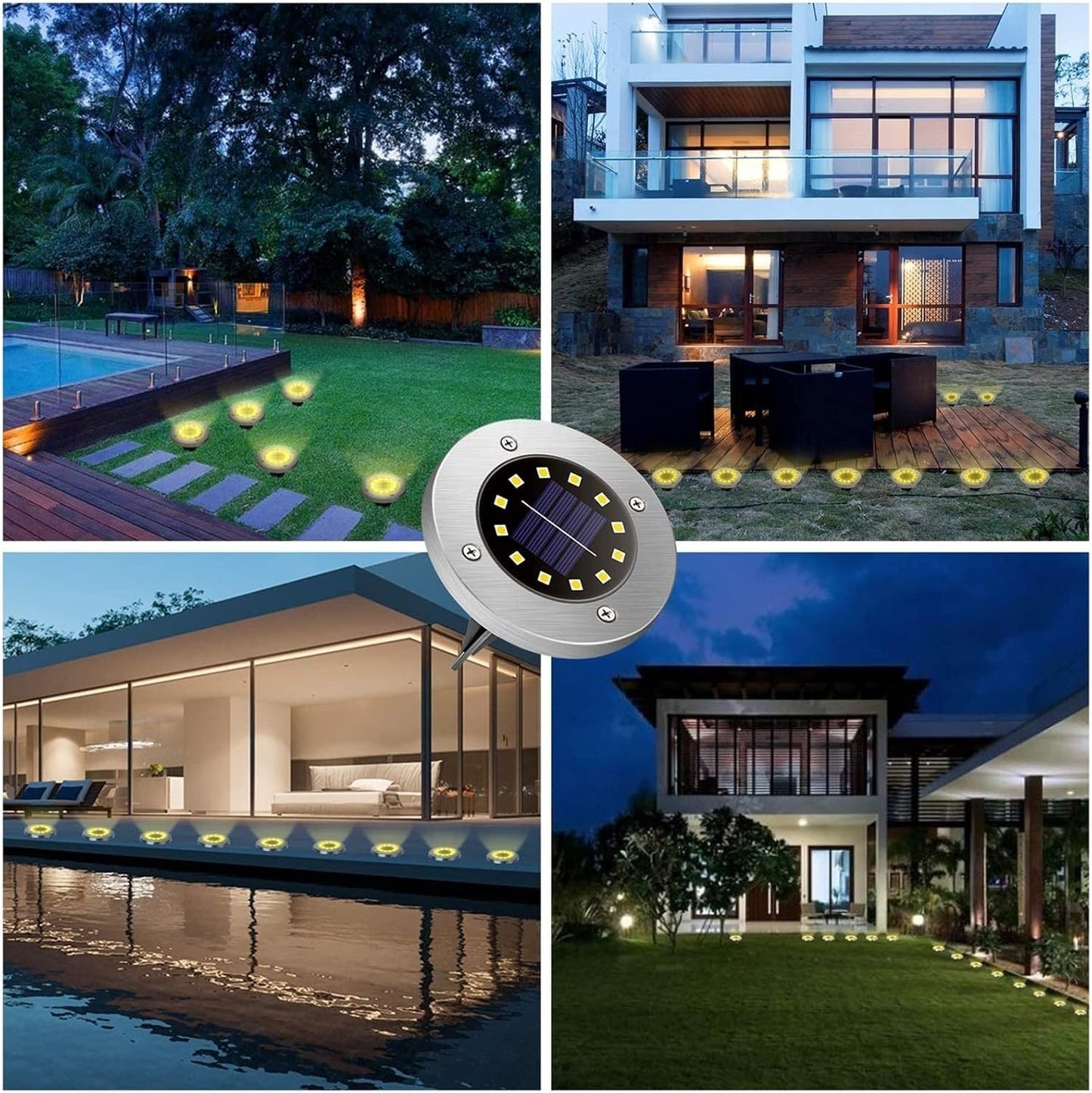 Solar In - Ground Disk Light – 12 - LED Outdoor Pathway Light, Warm White(Pack of 4) – Buy Garden Light Online at FUTURKART