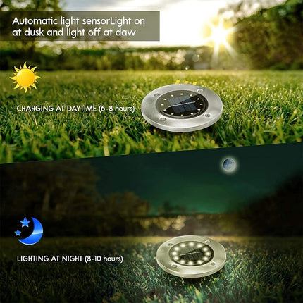 Solar In - Ground Disk Light – 12 - LED Outdoor Pathway Light, Warm White(Pack of 4) – Buy Garden Light Online at FUTURKART