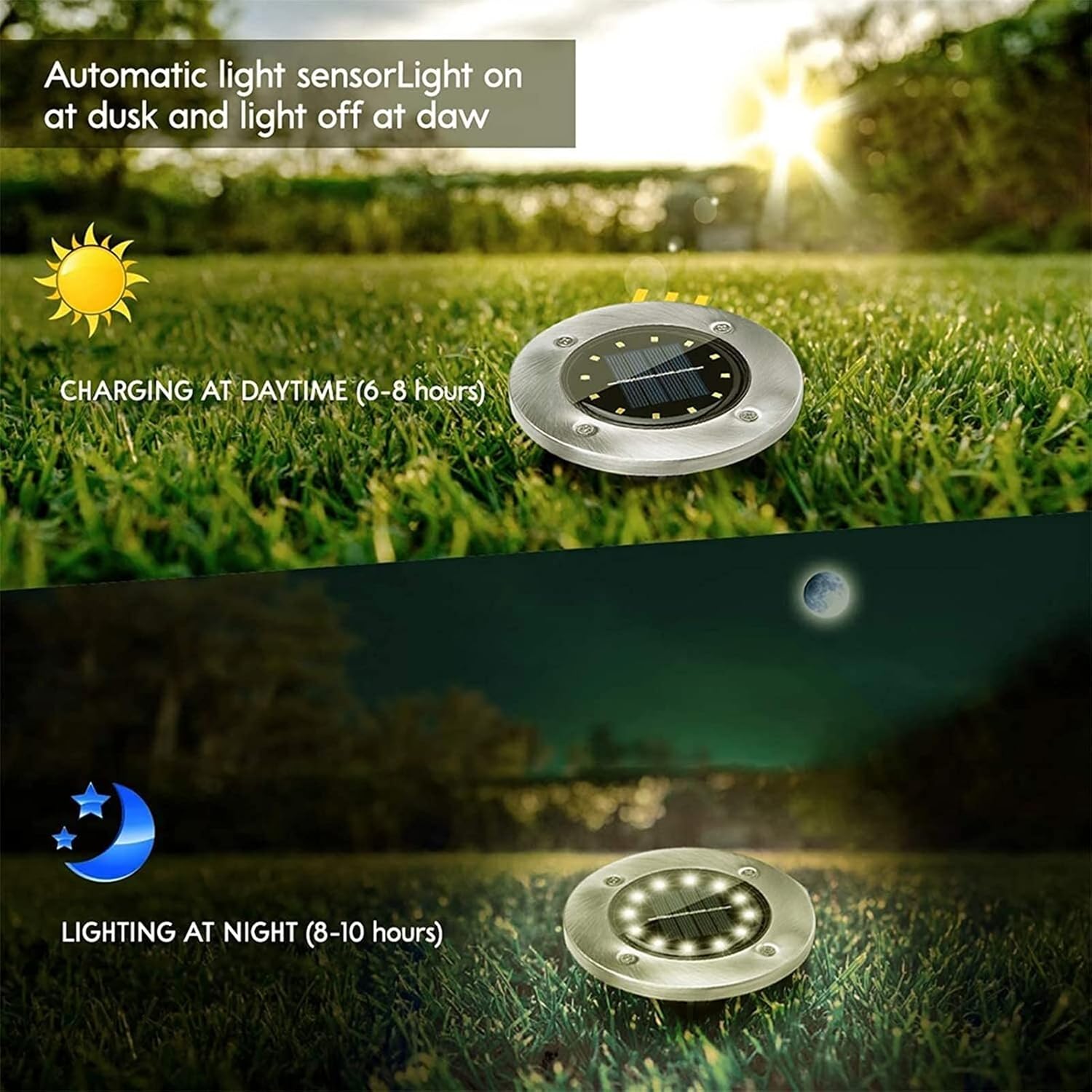 Solar In - Ground Disk Light – 12 - LED Outdoor Pathway Light, Warm White(Pack of 4) – Buy Garden Light Online at FUTURKART