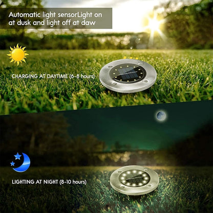 Solar In - Ground Disk Light – 12 - LED Outdoor Pathway Light, Warm White(Pack of 4) – Buy Garden Light Online at FUTURKART