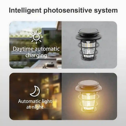 Solar lantern with Type-C rechargeable backup charging.
