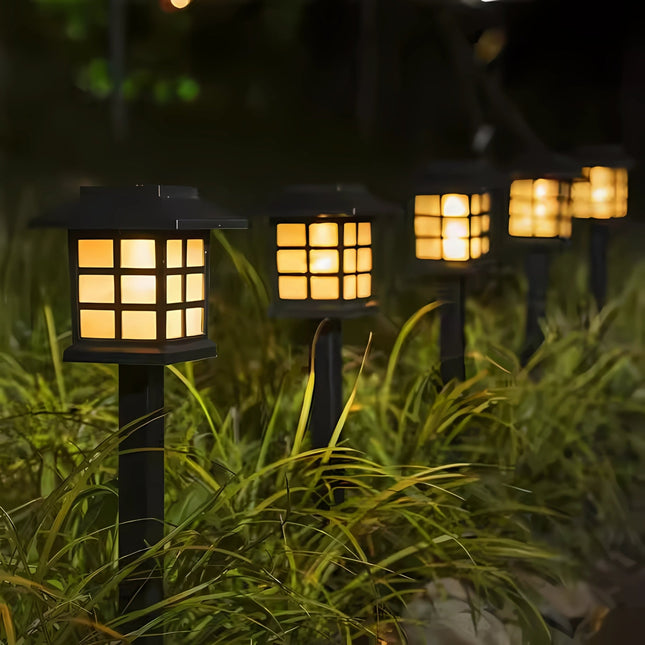 Solar Lawn Light, Small House Design for Garden Pathways, Warm White (Pack of 6) – Buy Garden Light Online at FUTURKART