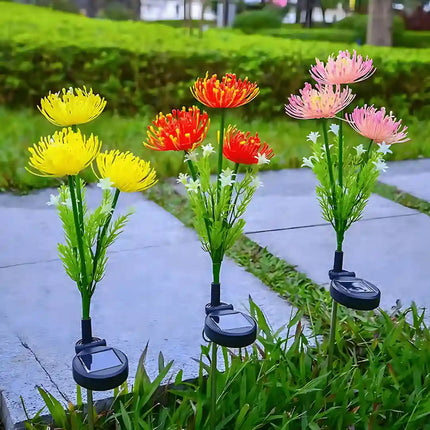 Solar LED flower garden lights for outdoor decoration.