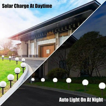 Waterproof solar LED garden lamp for pathway and landscape lighting.