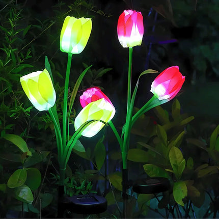 Solar LED Tulip Flower Garden Light Pack of 2 for outdoor garden decoration.